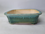 Bonsai pot rechthoek groen/blauw glazuur