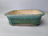 Bonsai pot rechthoek groen/blauw glazuur