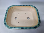 Bonsai pot rechthoek groen/blauw glazuur
