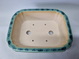 Bonsai pot rechthoek groen/blauw glazuur