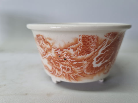 Bonsai schaal wit rond met tekening