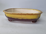 Bonsai pot rechthoek bruin/geel glazuur