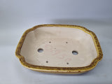 Bonsai pot rechthoek bruin/geel glazuur