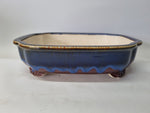 Bonsai pot rechthoek bruin/blauw glazuur