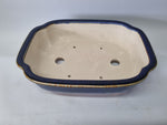 Bonsai pot rechthoek bruin/blauw glazuur