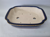 Bonsai pot rechthoek bruin/blauw glazuur