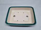 Bonsai pot rechthoek groen glazuur