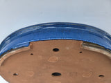 Lage bonsai schaal ovaal blauw geglazuurd