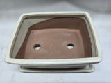 Bonsai schaal creme, rechthoek 26cm met onderschotel