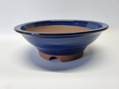 Bonsai schaal blauw rond glazuur