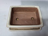Bonsai schaal creme, rechthoek 16cm met onderschotel