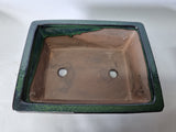 Bonsai pot rechthoek groen glazuur