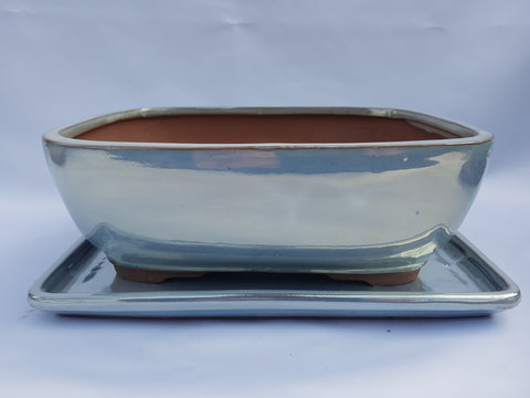 Bonsai pot hoog glans rechthoek 16cm zilver kleur