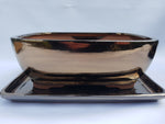 Bonsai pot hoog glans rechthoek 16cm brons kleurige