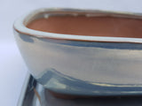Bonsai pot hoog glans rechthoek 16cm zilver kleur